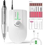 NAILGIRLS Cordless Electric Nail Files, T18 Professional Rechargeable Nail Drill 35000 RPM, Portable E File Kit for Acrylic Gel Nails Manicure Salon Home, White