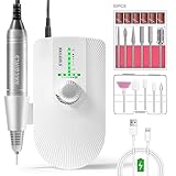 NAILGIRLS Cordless Electric Nail Files, T18 Professional Rechargeable Nail Drill 35000 RPM, Portable E File Kit for Acrylic Gel Nails Manicure Salon Home, White - Image 1