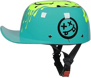 Adulto Béisbol Gorra Pintada Medio Casco Adulto Hombres y Mujeres Bicicleta Eléctrica Moto Cascos Abiertos ABS Seguridad Ventilación Transpirable No Stuffy