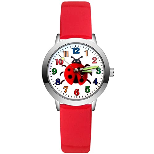 Reloj para niña Dibujos Animados de Moda Estilo Lindo Escarabajo Estudiante niñas Relojes de Pulsera de Cuero de Cuarzo Relojes para niñas (Color : Sky Blue)
