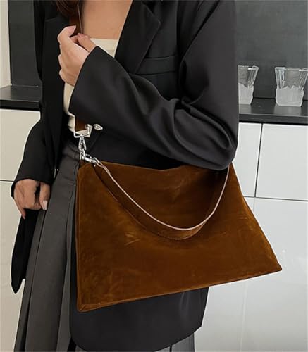 Retro Suede Bag Women Slouchy Shoulder Bag Satchel Crossbody Hobo Handbag Removable Strap Purse Casual Travel Work2