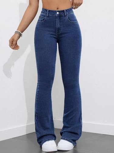 Image of KOTTY Women's High Waist Jeans||Flared Bell Bottom Bootcut||Wide Leg Stretch Denim - Perfect for Travel, Party & Everyday Use