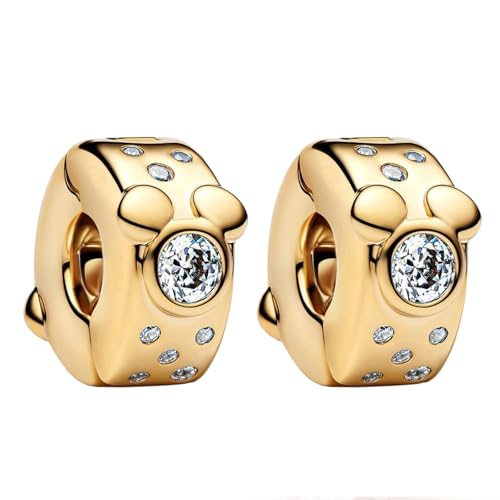 Image of S925 Sterling Silver Gold Plated Romantic Charms, Gifts for Mom Girlfriend Family on Valentine's Day Birthday Christmas Anniversary, Bracelet Necklace Bead Charm