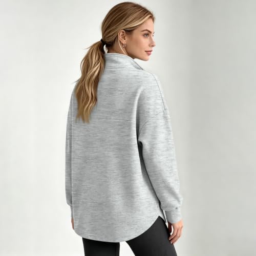 Quarter Zip Pullover Women Athletic Y2k Mockneck Oversized Sweatshirt - image 2