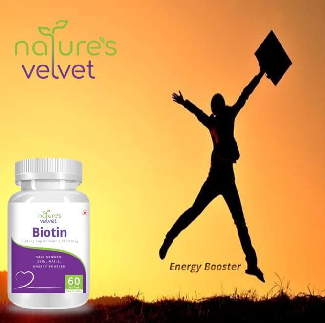 nature's velvet Lifecare Biotin, for Healthy Hair, Skin and Nails and Energy, 60 Soft Gels (60+60) - Image 4