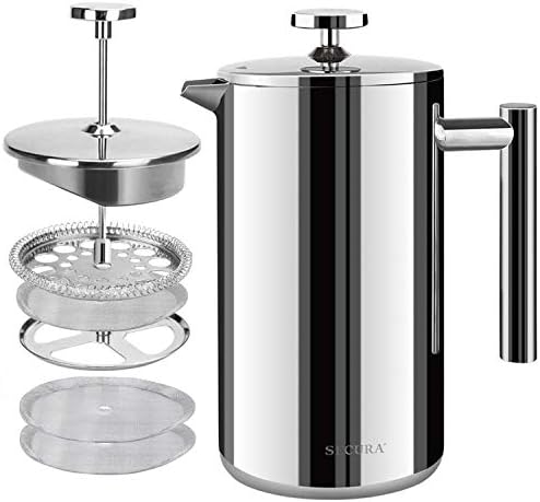 Secura French Press Coffee Maker, 304 Grade Stainless Steel Insul...