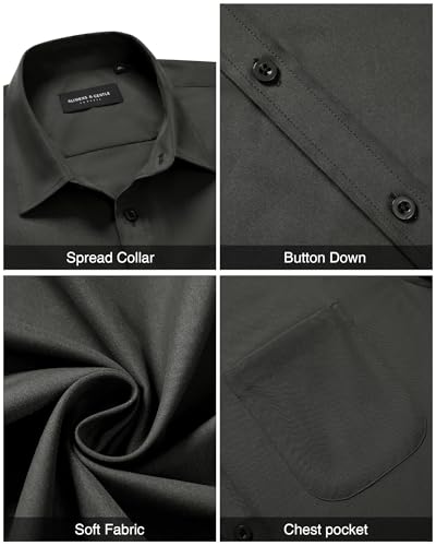 Image of Alimens & Gentle Men's Short Sleeve Dress Shirts Wrinkle Free Untucked Casual Button Down Shirt