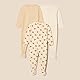Amazon Essentials Unisex Baby Schlaf- und Spielanzug mit Fuß, 3er-Pack, Haferbeige Meliert/Streifen/Tiger, 3-6 Monate