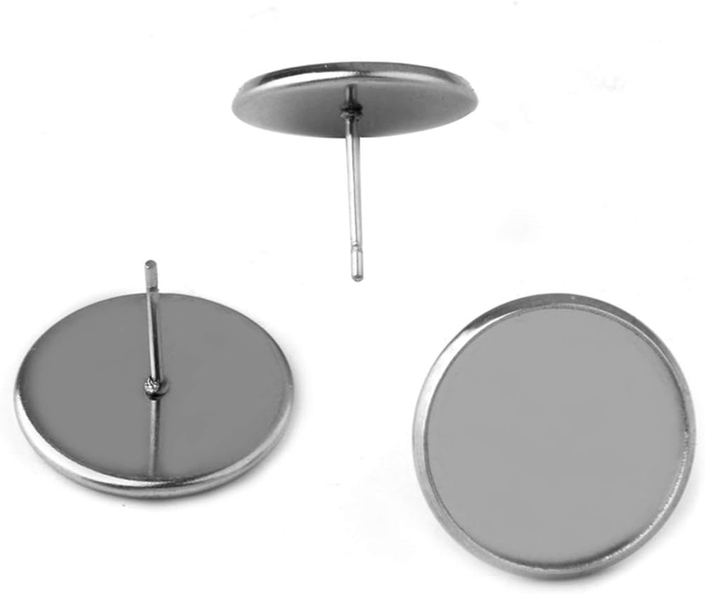 40 Pcs Stainless Steel Stud Earring Cabochon Setting Post Cup Fit for 8mm,80 Pcs Earring Backs (fit for 8mm)