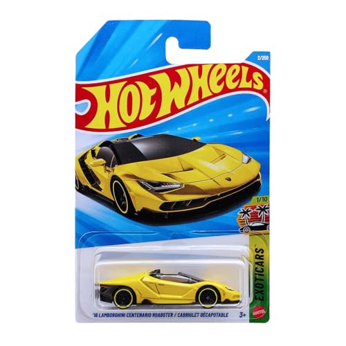 Image of Hot Wheels 16 Lamborghini Centenario Roadster Exoticars Ages 3 and Up 2 /250 (Yellow)