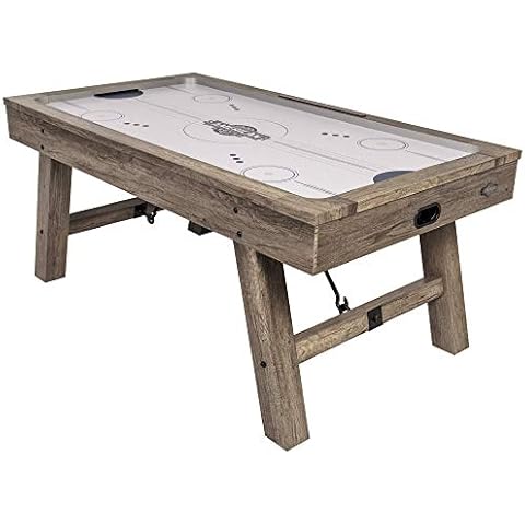American Legend Brookdale Air-Powered Hockey Table with Rustic Wood Grain Finish, Angled Legs and Turnbuckle Accents Brown, 75.31"L x 38.98"W x 8.5"H Cover