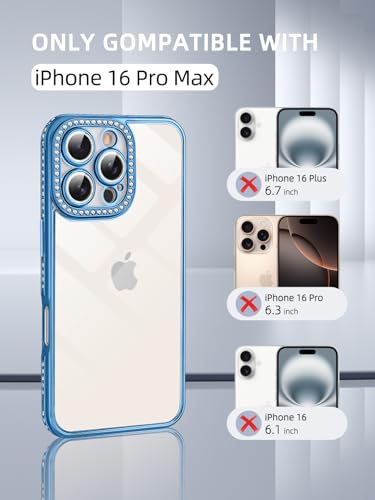 Coque antichoc iPhone 16 Pro Max transparente paillettes bleues