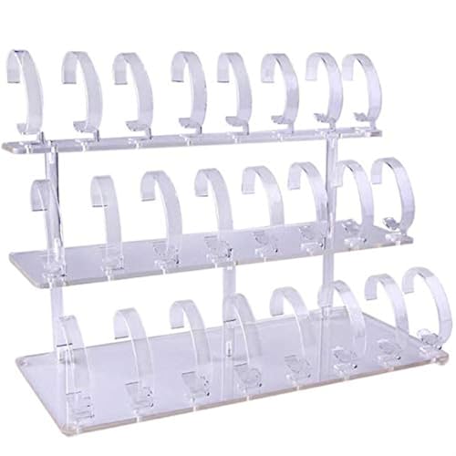 3-Tier Watch Stand Holder Removable 24 Acrylic Watch Jewelry Display Rack Watch Frame Watch Holder (Clear)