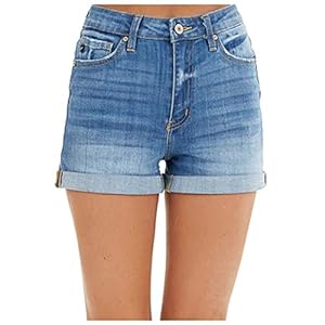 WWricotta Jean Femme Taille Haute – Jean Adolescent Filles Short D’éTé Sexy Pantalon Court Tendance Streetwear Coupe Droite Jean De Plage Pantalon D’éTé Jean