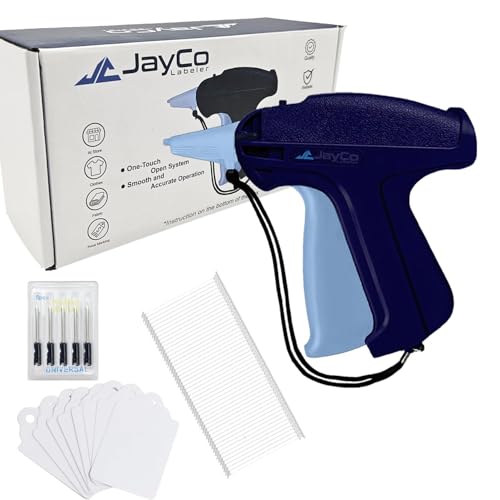 JayCo Standard Tagging Gun (Not Stitch Gun) Kit – Includes Standard Price Tag Attacher Gun, 6 Steel Needles, 1000 pcs 2" Barbs & 200 pcs White Price Tags for Clothing, Retail Store Garage Sale
