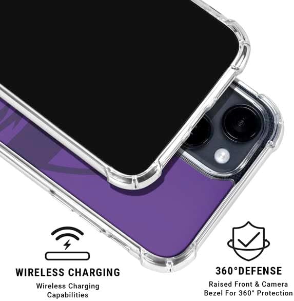 Skinit Clear Phone Case Compatible with iPhone 15 Plus - Officially Licensed NFL Minnesota Vikings Double Vision Design