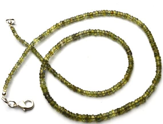 LKBEADS 1 sznur naturalny żółtawy zielony szafir 3 do 4 mm fasetowany koralik o długości 40 cm