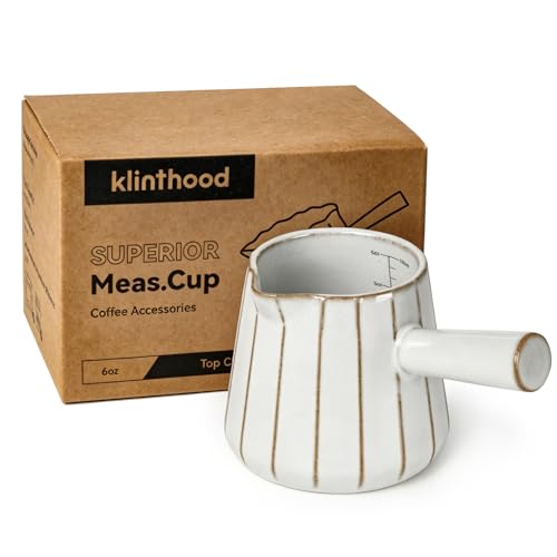 Vaso medidor cerámico con asa 6 oz capacidad miniatura 1