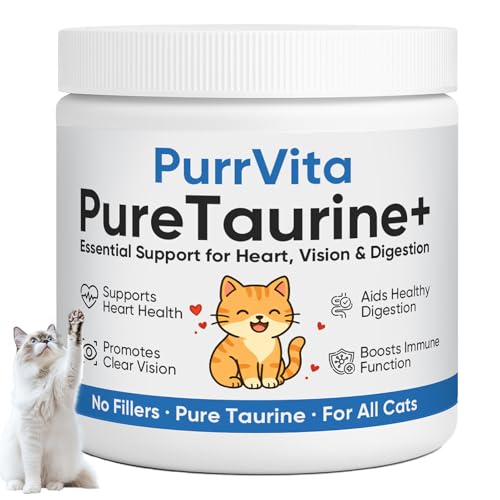 PurrVita Taurine for Cats Pure Taurine Supplement Powder for Cats Support Feline Vision Heart & Immune 200 Grams (1)