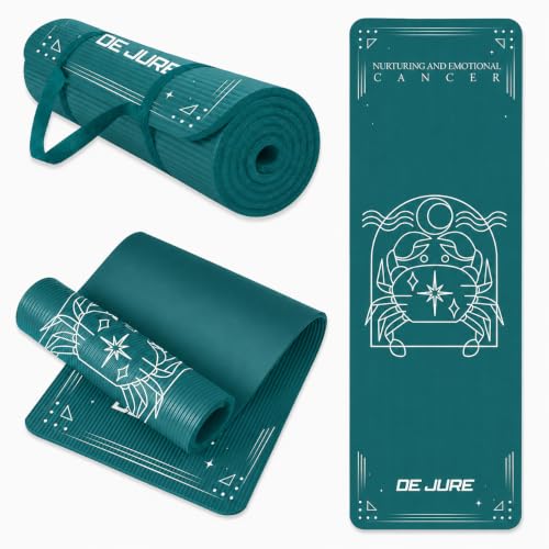 Image of De Jure Fitness Yoga Mat for Women and Men, 10mm Extra Thick Non-Slip NBR Exercise Mat for Yoga, Pilates, Gym & Floor Workouts - with Carry Strap - Cancer