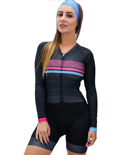 Combinaison cyclisme femme manche longue noir vêtement une pièce cycliste séchage rapide
