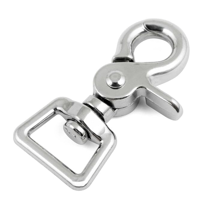 Jeffers Trigger Snap Scissor Snap Clip with Swivel Square Eye 2.5" – Nickel Plated Die Cast for Rope, Pet Leash, Harness, Keychain, DIY Crafts, Camping, Tools, Utility Use - 3/4" 10 Pack - Image 4