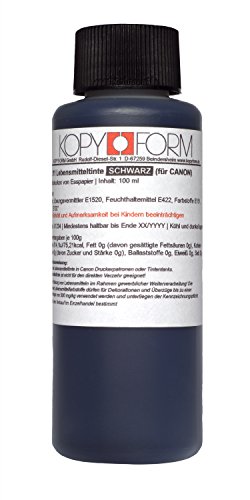 KOPYFORM Lebensmitteltinte 100ml Schwarz für Canon-Drucker (KOL111)