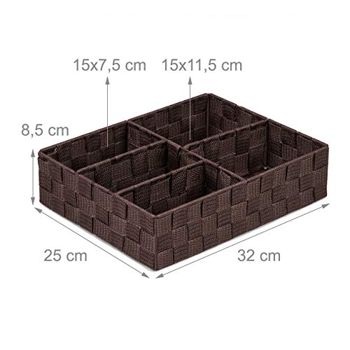 Panier de rangement tressé Relaxdays carré à 5 compartiments marron - 5