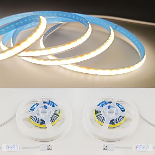 ZSLAIFU 2 Pack Warm LED Strip Lights, 3 Button Switch LED Strip Light with Dimmer, USB Light Strip...