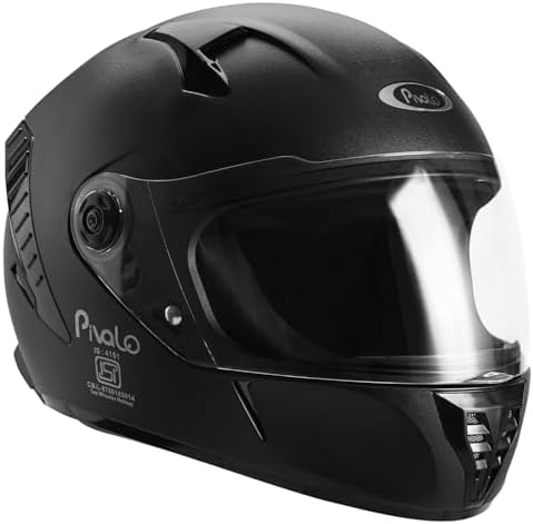 Pivalo 580MM VAYU Full Face Helmet with Outer Clear Visor Matt Finish Scratch Resistant for Bike Scooty Riding Men and Women (Pack of 1, Black)