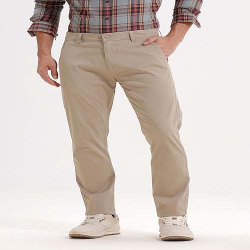 Image of BASICS Premium Cotton Stretch Formal Trousers for Men | Office Pants