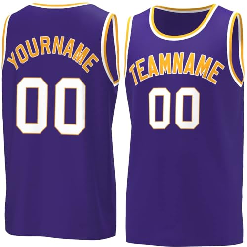 WEOPLKIN Camisetas de Baloncesto para Hombre/Niño, Diseño de Uniforme de Equipo, Tu Propio Nombre y Número, Camiseta Baloncesto Personalizada Morado