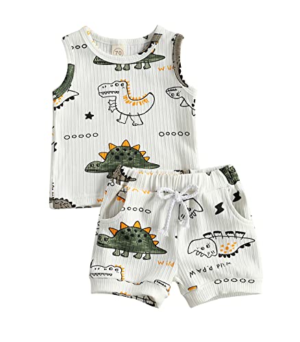 Image of Newborn Baby Boys Summer Cute Clothes Sets 2pcs 0-18M Animal Printed Short Sleeve Pullover T Shirts Tops Shorts