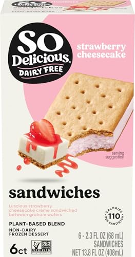 So Delicious Plant Based Blend Frozen Dessert Sandwiches, Strawberry Cheesecake,