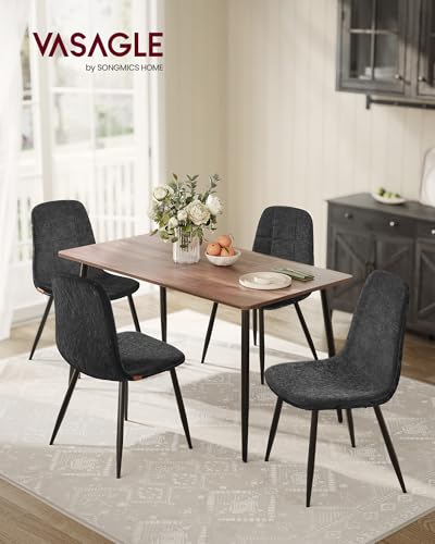 Vasagle Sedie Da Pranzo, Set Di 4, Struttura In Metallo, Piedini Regolabili, Facile Da Pulire, Sedie Imbottite Da Cucina, Tessuto Ciniglia, Pu Con Motivi Di Ghiacciai, Grigio Ardesia KDC188G01 - 2