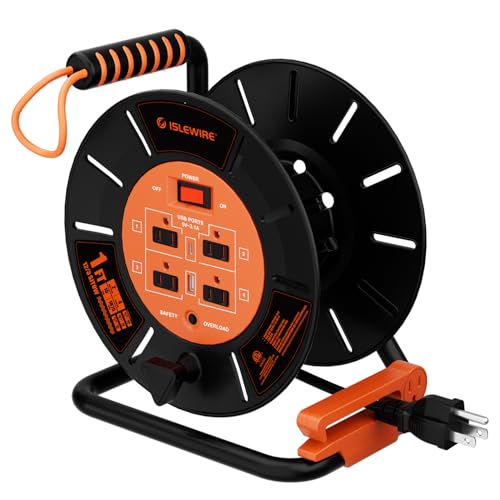 Extension Cord Reel with Outlets & USB Ports
