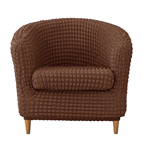 Imonofit Club Chair Slipcover, Soft Stretch Tub Chair Cover For Living Room And Bedroom, Washable And Removable Armchair Protector, Furniture Protector For Home Decor,Brown #TOP4