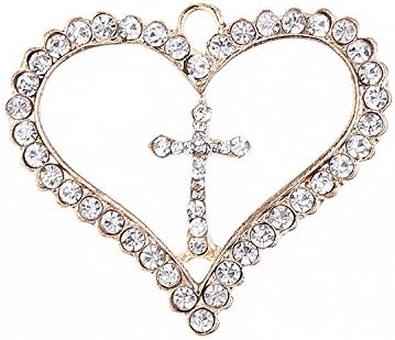 Amazon Jabit ハート 十字架 キラキラ大人気の携帯diy用 デコパーツハート Love パーツ 手芸 クラフト 生地 材料 デコパーツ ゴールド デコ素材 通販