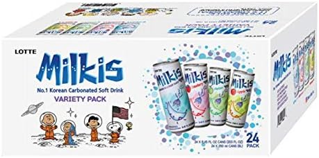 Milkis Carbonated Drink 4 Variety Flavors, Apple, Melon, Strawberry & Original, 8.45 Fl Oz, Pack of 24