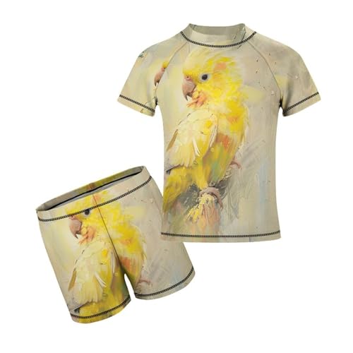 Yellow Cockatiel Tropical Bird ParrotChildren's Casual Swimsuit Set - Simple and Versatile8-10Y（130cm）