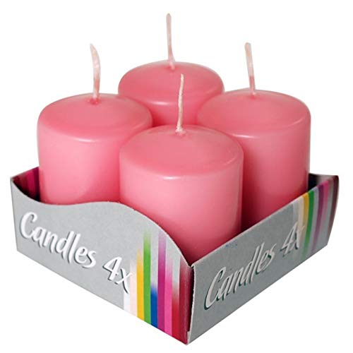 Bispol - Velas votivas (4 Unidades, 13 Colores a Elegir, 7 Horas de combustión), Rosa, 4cm x 6cm