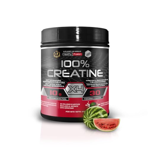 Healthy Fusion 100% Creatina Monoidrato, Alta dose | 10g di Creatina per porzione | Favorisce la crescita muscolare e migliora la resistenza fisica | Alta solubilità | 300g gusto anguria