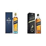 johnnie walker blue label blended scotch whisky con cofanetto & black label 12 anni blended scotch whisky, 700ml