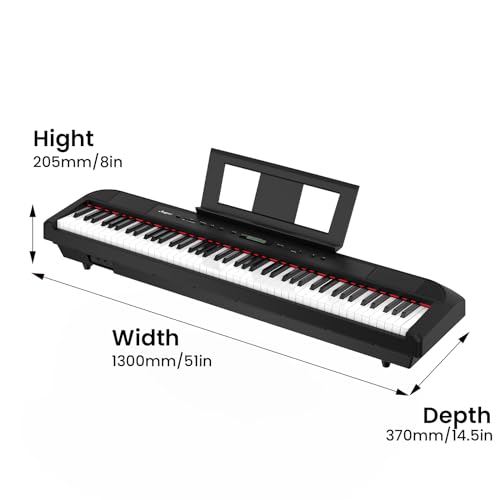 Image of 88-Key Digital Piano with Weighted Hammer Action, Full-Size Portable Electric Keyboard for Beginners & All Levels (Black)