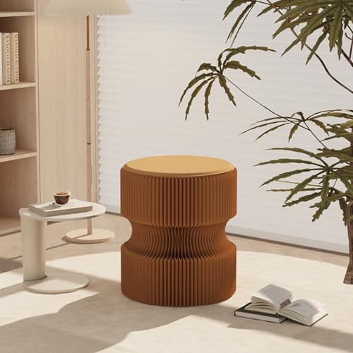 Folding Stool, 660lb Capacity Honeycomb Paper Stool, Eco-Friendly Collapsible Ottoman Side Table, Accordion Design, Portable Sturdy Seat for Home Office Camping Party Mall Booth Gifts (Brown A- Small)