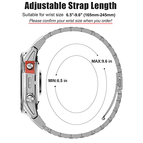 EZMVZKU 22mm QuickFit Metal Strap for Garmin Fenix E/Fenix 8 AMOLED 47mm/7/7 Pro/6/6 Pro/5/5 Plus,Stainless Steel Watchband for Forerunner 965 955 945 935/Approach S62/S60/epix Pro 47MM/Descent G1 - Image 3