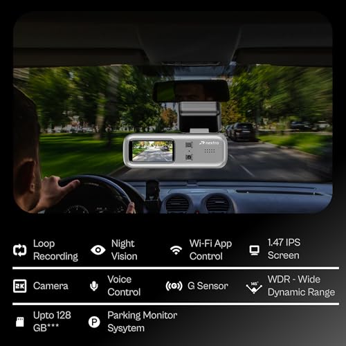 Image of Nextro X300 SoloView Car Dashcam | 2K QHD | 145 Wide Angle | Wi-Fi App Control | Night Vision | WDR | G-Sensor | Voice Control | 1.47 inch IPS Display | Loop Recording | Parking Monitor | Hardwire Kit