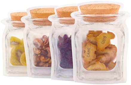 100 pcs Reusable Jar Bags,Small Mason Jar Zipper Sealed Food Storage Bag,4.3"X 6.2" Airtight Seal Ziplock Bags for Kids Cookies Nut Candy Snack Travel Camping Picnic