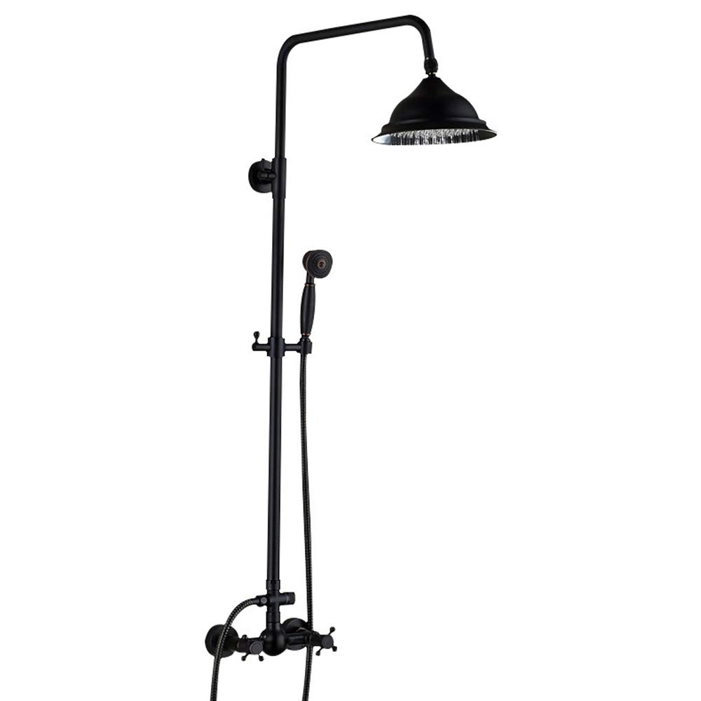 Système de douche en laiton bronze noir avec mitigeur chic et pommeau de 8 pouces haute qualité