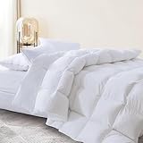 Decroom 100% Cotton Quilted Down Comforter with White Goose Duck Down Feather Filling-Lightweight Duvet Insert- Twin
